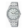Seiko Men's Solar Round Silver Watch W/ Raised Hour Marker